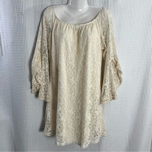 Dazzle Up Cream Lace Off-Shoulder Dress size large